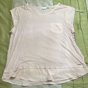 Calvin Klein Pink Relaxed Blouse‎ with Rounded Neckline